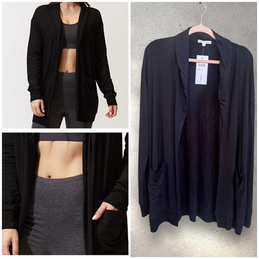 NEW Threads 4 Thought Black Cardigan Sweater, Black Large